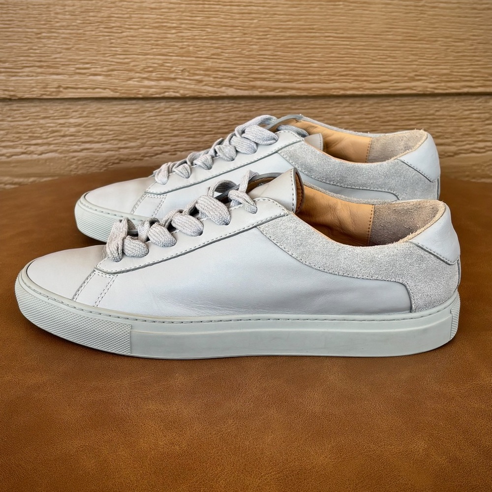 KOIO Light Gray & White Low-Top Leather Sneakers Sz 40